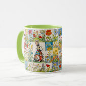 Bunniesヴィンテージフローラパッチワークレトロイースター マグカップ (正面左)