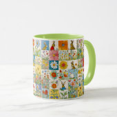 Bunniesヴィンテージフローラパッチワークレトロイースター マグカップ (正面右)