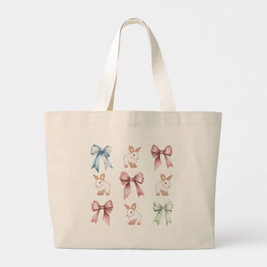 Bunnies and Bows Drawstring Backpack ラージトートバッグ (裏面)