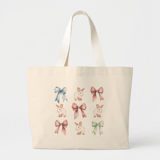 Bunnies and Bows Drawstring Backpack ラージトートバッグ (正面)