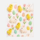 Bunnies and Chicks Pattern フリースブランケット (正面)