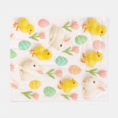 Bunnies and Chicks Pattern フリースブランケット (正面(横))