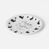 Bunnies And Eggs In Black Modern Happy Easter ペーパープレート (アングル)