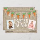 Bunnies & Carrotsイースターミニス写真フライヤー 招待状 (正面/裏面)
