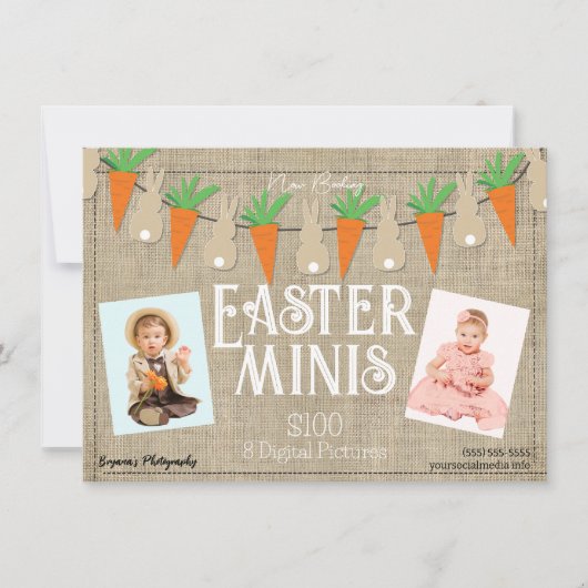 Bunnies & Carrotsイースターミニス写真フライヤー 招待状 (正面)