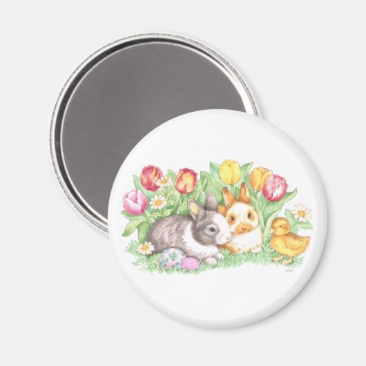 Bunnies & Chick、Easter Bunny Magnet マグネット (正面/裏面)