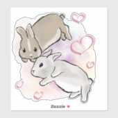 Bunnies cuddling watercolor  シール (シート)