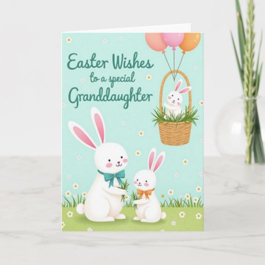 Bunnies Easter Wishes Granddaughter Card カード (正面)