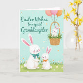 Bunnies Easter Wishes Granddaughter Card カード (黄色い花)