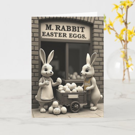 Bunnies Egg Shop Scene Card カード (黄色い花)