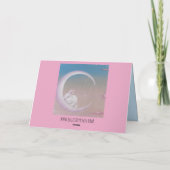 Bunnies in Pink Clouds Whimsical Art カード (裏面)