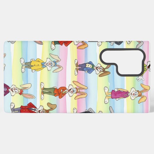  Bunnies in Stripes, by Natasha Us Samsung Galaxyケース (裏面横)