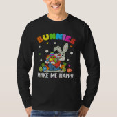 Bunnies Make Me Happy Bunny With Eggs Hunt Easter  Tシャツ (正面)