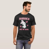 BUNNIES MAKE ME HAPPY PET Bunny Rabbit Graphic Tシャツ (正面フル)