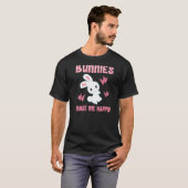 BUNNIES MAKE ME HAPPY PET Bunny Rabbit Graphic Tシャツ (正面フル)