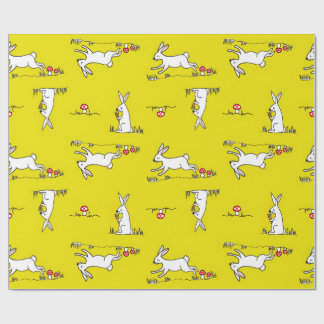 Bunnies on a Yellow Background ラッピングペーパー