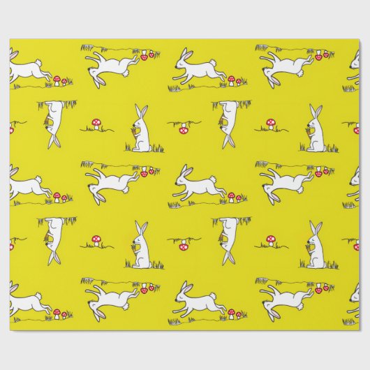 Bunnies on a Yellow Background ラッピングペーパー (フラット)
