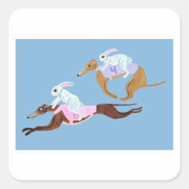 Bunnies riding Greyhounds スクエアシール