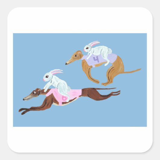 Bunnies riding Greyhounds スクエアシール (正面)