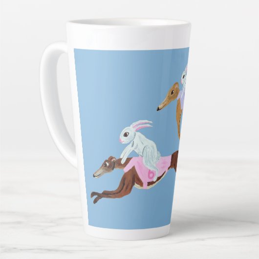 Bunnies riding Greyhounds Mug カフェラテマグ (左アングル)