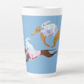 Bunnies riding Greyhounds Mug カフェラテマグ (正面)