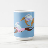 Bunnies riding Greyhounds Mug コーヒーマグカップ (中央)
