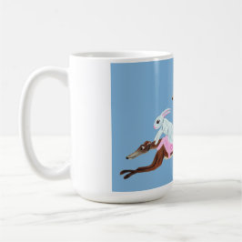 Bunnies riding Greyhounds Mug コーヒーマグカップ