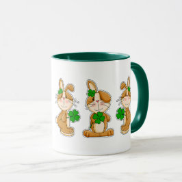 Bunnies with Shamrocks St. Patrick's Dayカスタム マグカップ
