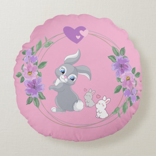 Bunnies with their Mama ラウンドクッション (正面)