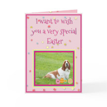 BunnyおもしろいスーツのBasset Hound付きイースターカード