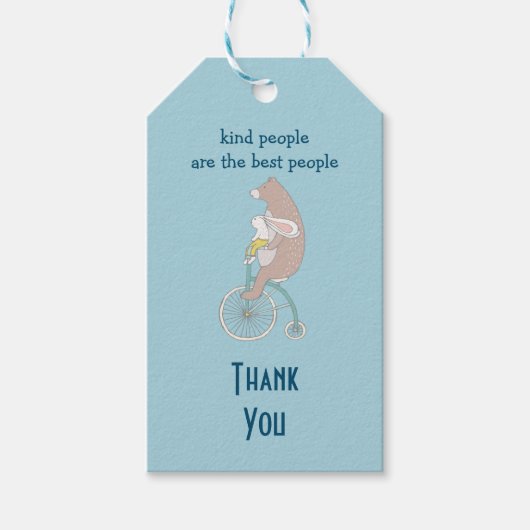 Bunnyお洒落とBear kind People Thank You ギフトタグ (正面)
