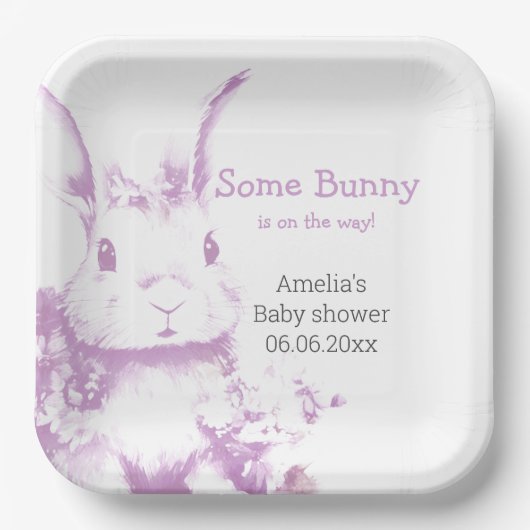 Bunnyの赤来ちゃんシャワー ペーパープレート (正面)