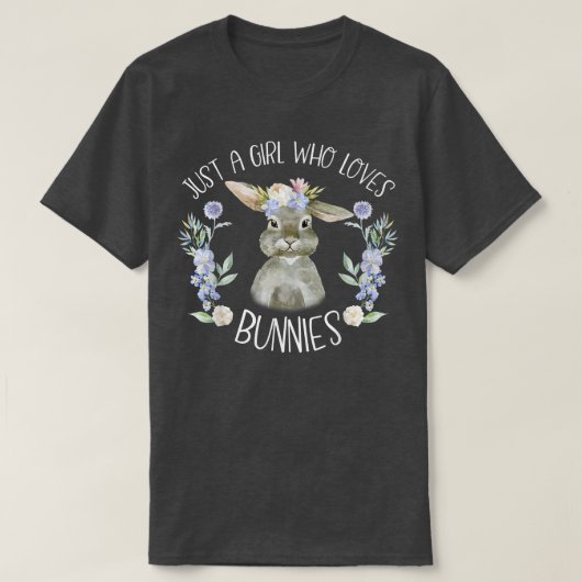 Bunnyカッコいい Rabbit Tシャツ、Buを愛する女の子 Tシャツ (デザイン正面)