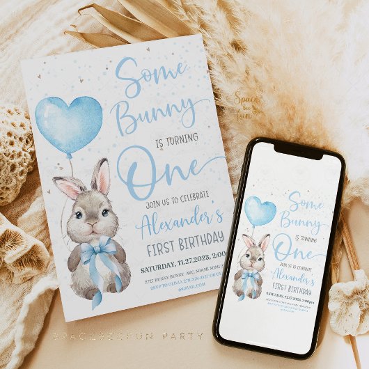 Bunny 1st Birthday Boy 招待状