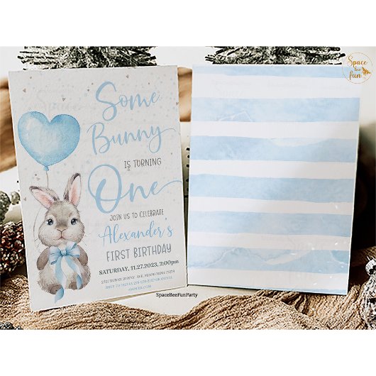 Bunny 1st Birthday Boy 招待状