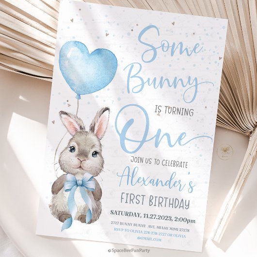 Bunny 1st Birthday Boy  招待状