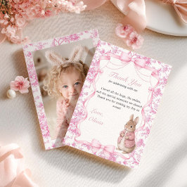 Bunny 1st Birthday Photo Flat Thank You Card サンキューカード