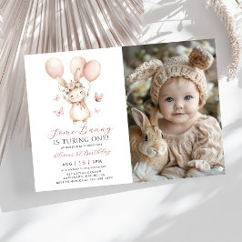 Bunny 1st Birthday Photo Invitation 招待状