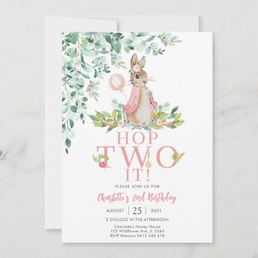 Bunny 2nd Birthday Invitation 招待状 (正面)