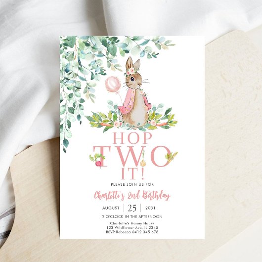 Bunny 2nd Birthday Invitation 招待状