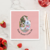 Bunny and Child photo in Oval Frame Easter スタンダードランチョンナプキン (インサイチュ)