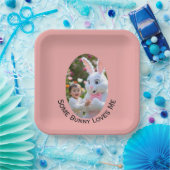 Bunny and Child photo in Oval Frame Easter ペーパープレート (パーティー)