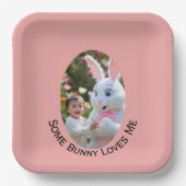 Bunny and Child photo in Oval Frame Easter ペーパープレート (正面)