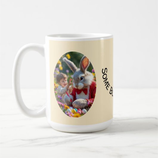 Bunny and Child Photo Oval Frame Easter コーヒーマグカップ (左)