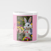 Bunny and Child Photos Oval Frame Pink Easter ジャンボコーヒーマグカップ (右)