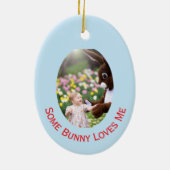 Bunny and Child two photos Oval Frame Easter セラミックオーナメント (裏面)