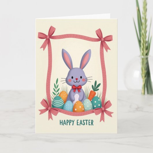 Bunny And Decorated Eggs Card カード (正面)