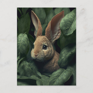 Bunny and plant postcard ポストカード
