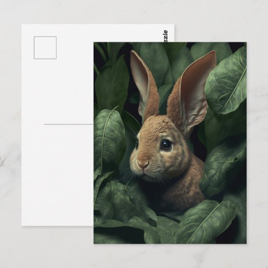 Bunny and plant postcard ポストカード (正面/裏面)