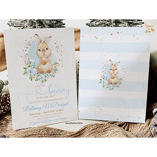 Bunny baby shower Boy 招待状